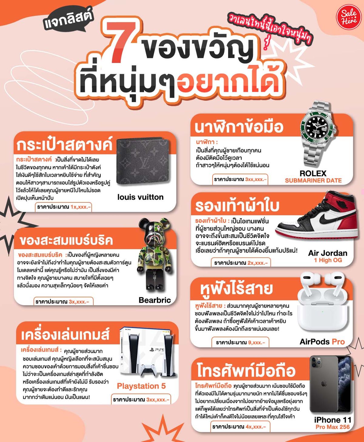 แจกลิสต์ 7 ของขวัญที่หนุ่มๆ อยากได้ ตุลาคม 2023 - Sale Here