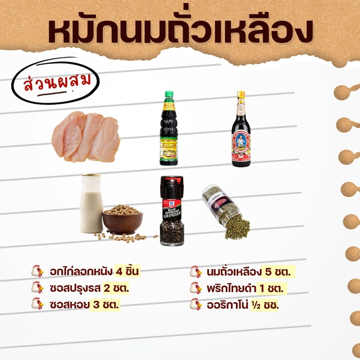 สูตรหมักอกไก่ หมักนมถั่วเหลือง