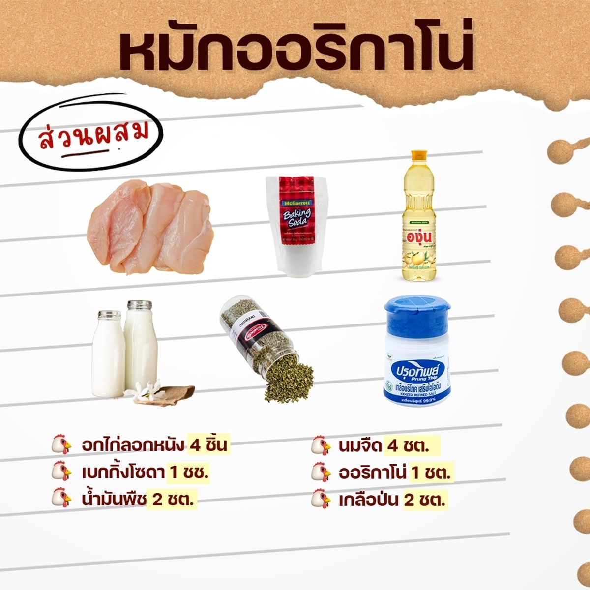 สูตรหมักอกไก่ หมักออริกาโน่