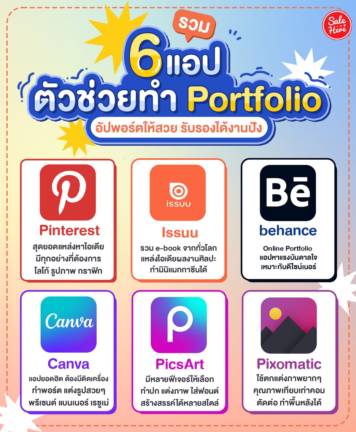 รวม 6 แอปตัวช่วยทำ Portfolio อัปพอร์ตให้สวย รับรองได้งานปัง สิงหาคม 2022 -  Sale Here