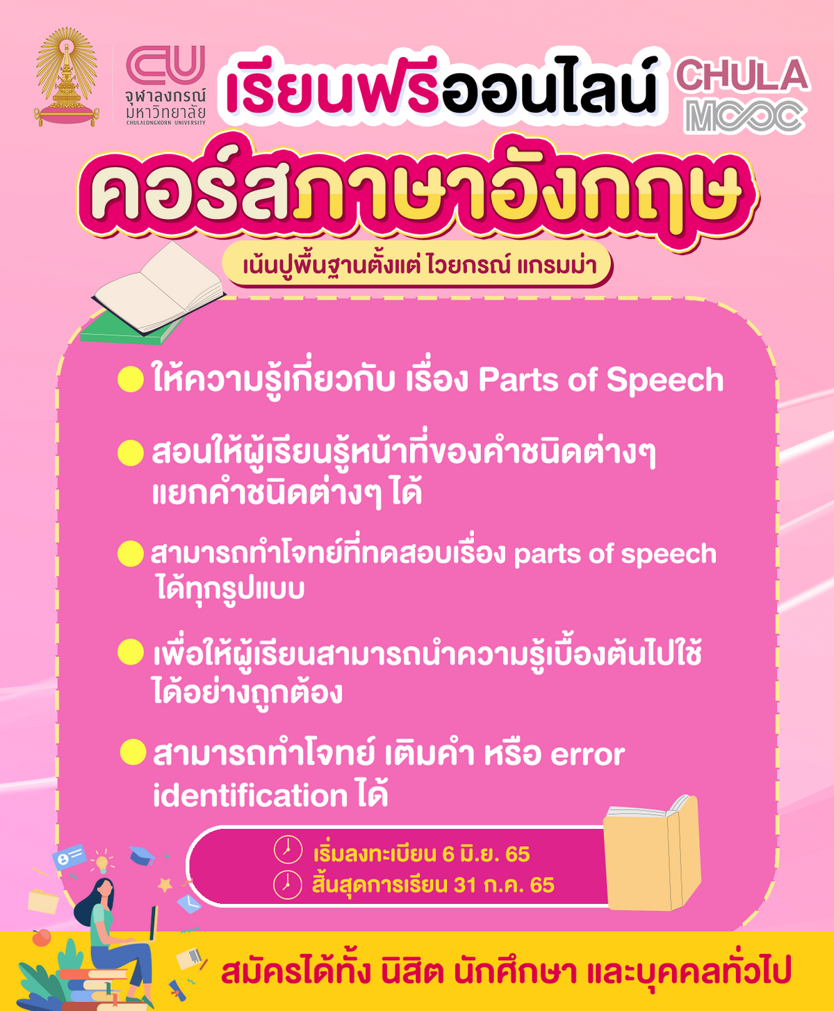 เรียนฟรีออนไลน์ คอร์สภาษาอังกฤษ เน้นปูพื้นฐานตั้งแต่ไวยกรณ์ แกรมม่า กรกฎาคม  2023 - Sale Here