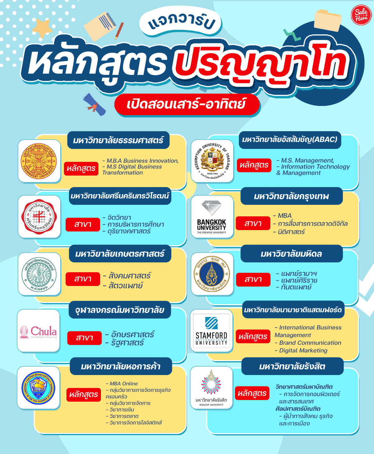 แจกวาร์ป หลักสูตรปริญญาโท เปิดสอนเสาร์-อาทิตย์ มิถุนายน 2022 - Sale Here