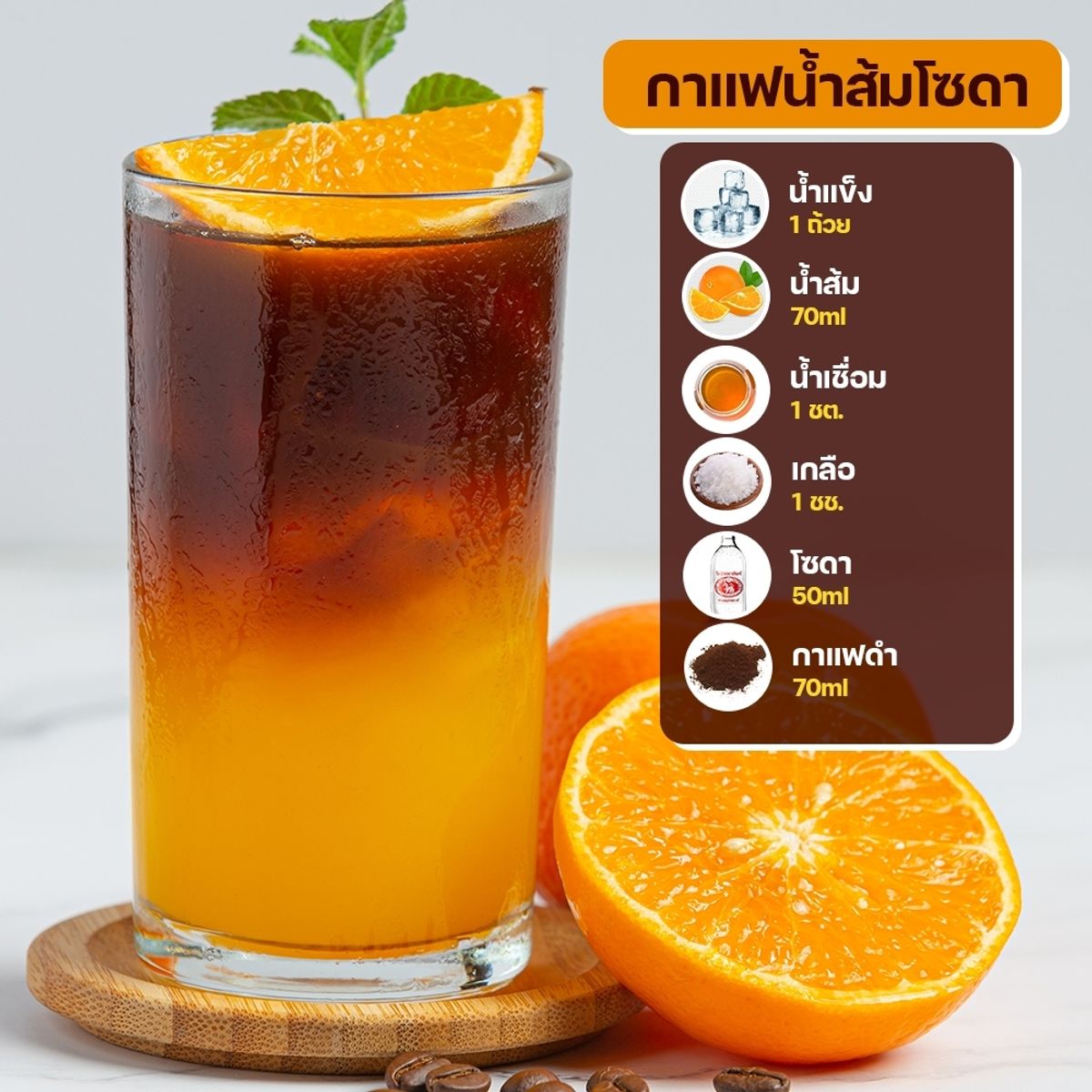 เมนูกาแฟดำน้ำผลไม้