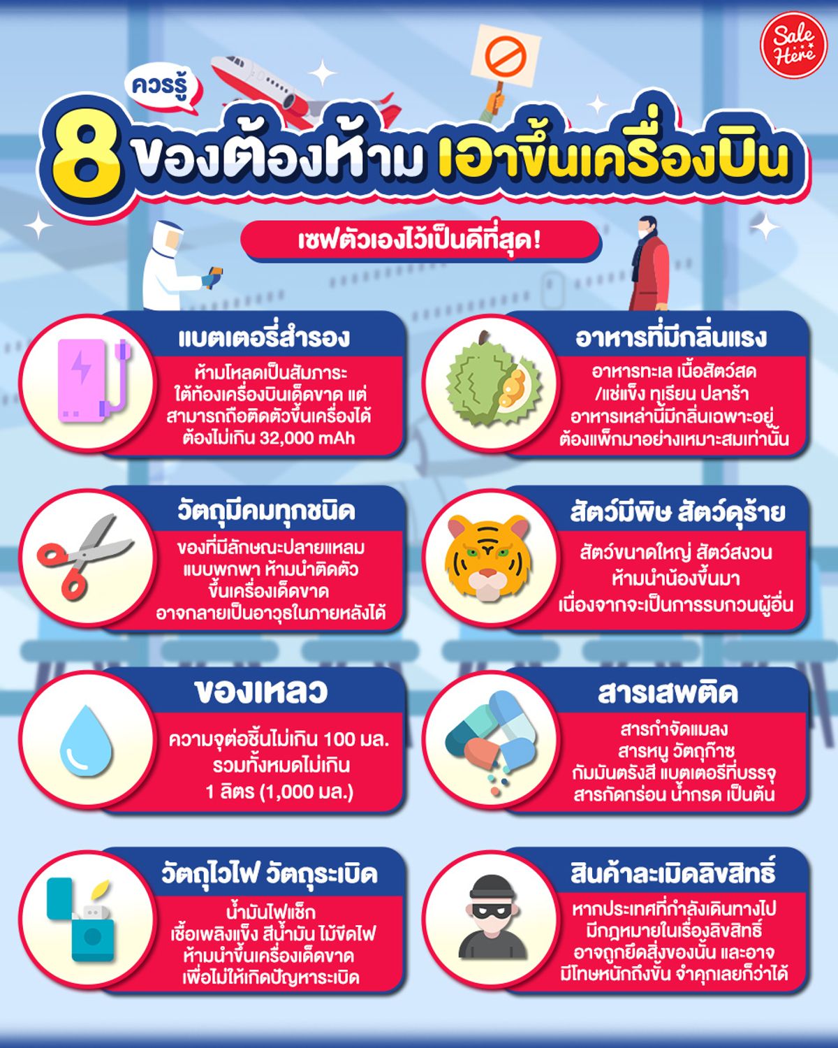 ควรรู้ 8 ของต้องห้ามเอาขึ้นเครื่องบิน เซฟตัวเองไว้เป็นดีที่สุด! กรกฎาคม  2023 - Sale Here